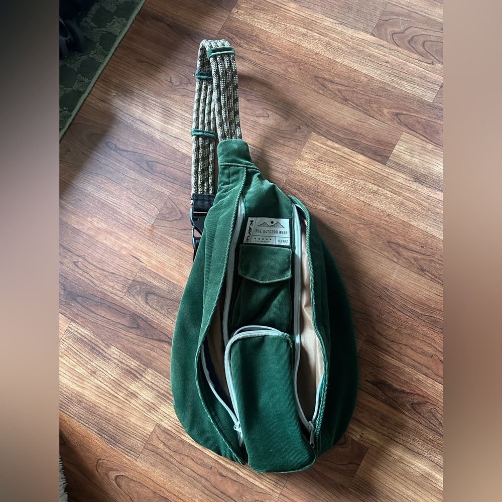 Kavu Corduroy Rope Cord Sling In Park Green Color